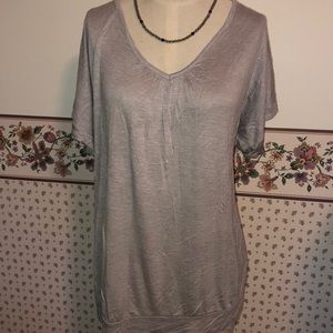Light gray crochet back shirt